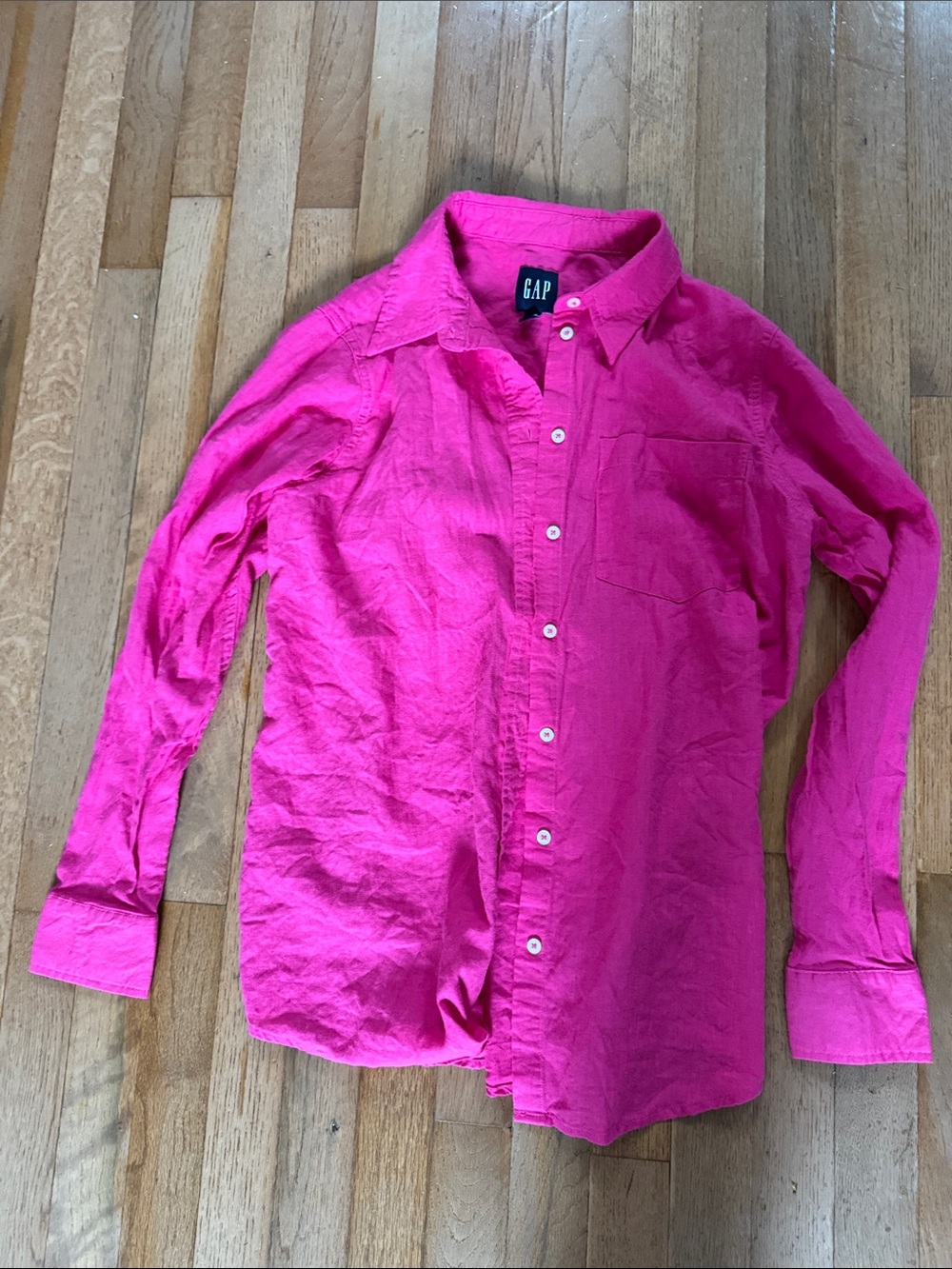 GAP Hot Pink Long-Sleeve Button-Up Shirt